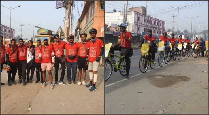 ভাষাশহীদদের সম্মান জানাতে কলকাতা থেকে সাইকেল র‌্যালি নিয়ে এসেছেন ১০ জন